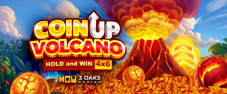 Coin Up Volcano Hold and Win 4×6 Banner